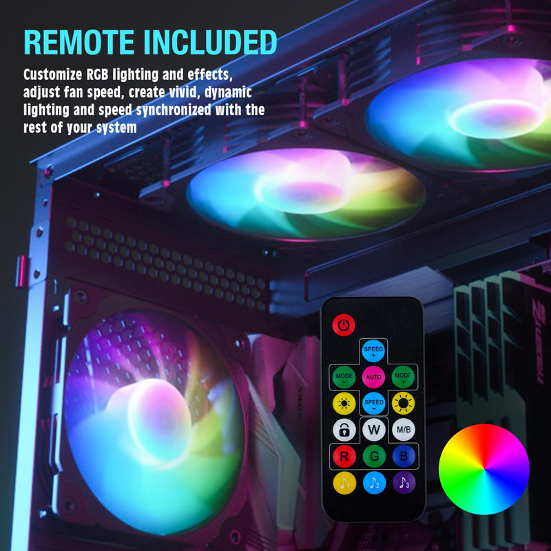 Vetroo 3-Pack Computer Case Fan 120mm Address RGB & PWM Cooling Fans High Performance with Controller Hub - Pink 120mm-HDB