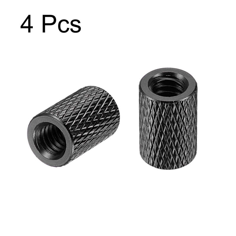 [Australia - AusPower] - uxcell 1/4-20 x 10mm x 15mm Aluminum Alloy Hand Screw Nuts Diamond Knurl Knurled Camera Tripod Pass Hole Nut Black 4pcs 