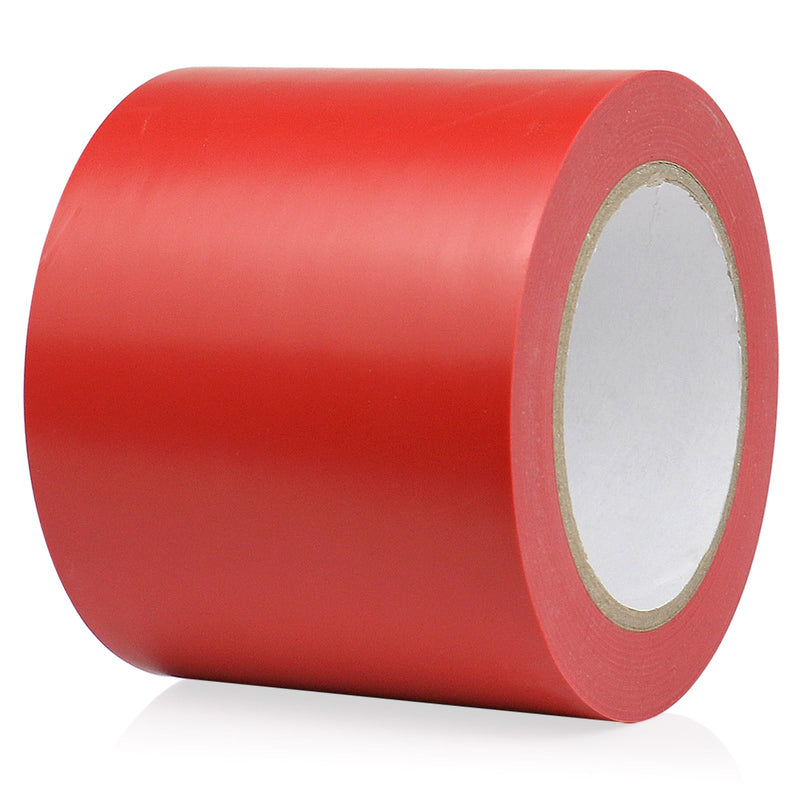 BOMEI PACK Floor Marking Tape 4 Inch x 108FT Red Warning Safety Stripe Tape for Walls, Floors, Pipes, Warterproof Caution Tape Ideal for Marking Hazardous Areas, Equipment