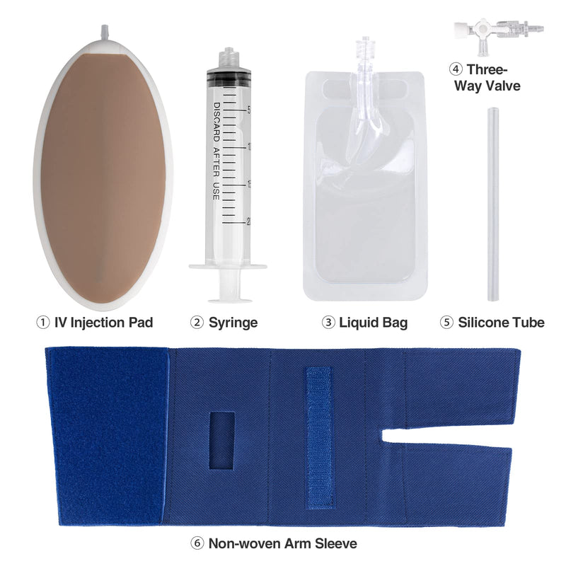 [Australia - AusPower] - Medarchitect IV Practice Kit for Injection Training, Wearable Injection Practice Kit for Venipuncture Practice, IV Injection/Insertion Practice Pad for Medical Education Brown 