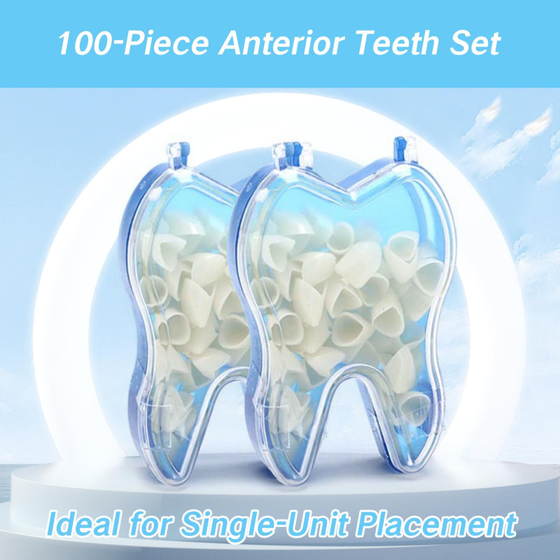 [Australia - AusPower] - 100 Pcs Tooth Caps for Broken Tooth Mixed Sizes Dental Temporary Crown Kit Front Cap Covers for Adults Dental Crowns Temporary Teeth 