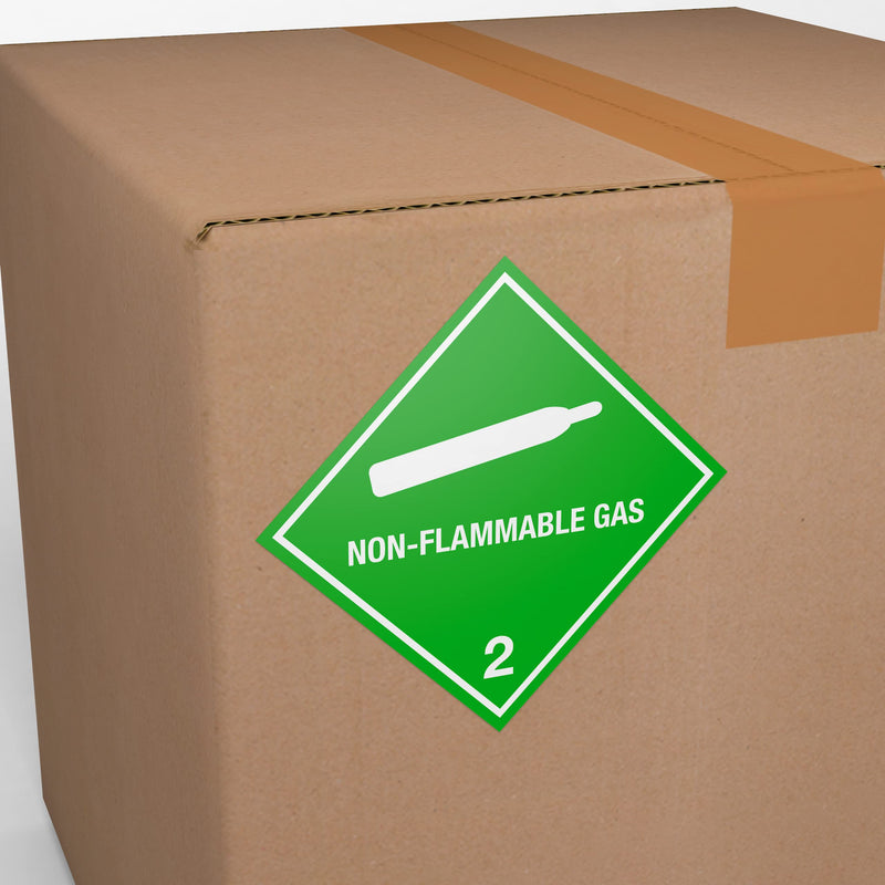 D.O.T. Labels - Hazard Class 2 DOT Non Flammable Gas Hazmat Labels 4" X 4" Square Stickers - 500 Adhesive Labels Per Roll, Made in the USA by Kenco (1) 1