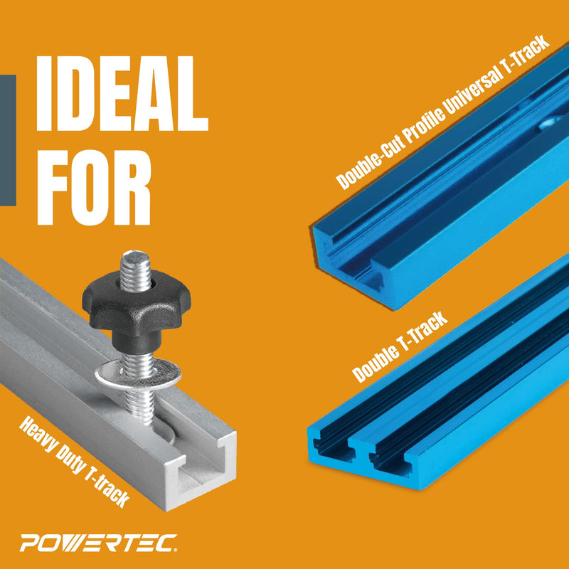 [Australia - AusPower] - POWERTEC 71483 T-Track Knob Kit w/ 7-Star Knob, 5/16"-18 Threaded bolts and Washers, Set of 4, T Track Bolts, T Track Accessories for Woodworking Jigs and Fixtures 5/16"-18 T track knob kits, Set of 4 