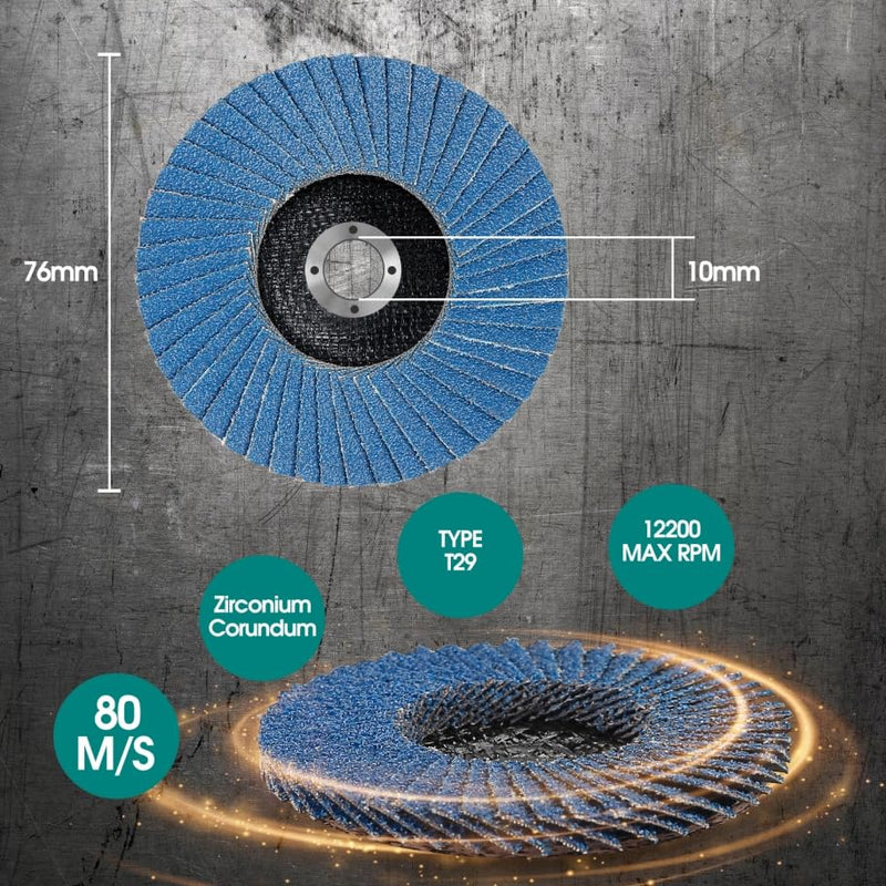 [Australia - AusPower] - Flap Discs, Flap Discs, Sanding Discs, Sanding Mop Disc, 8 Pieces, Diameter 76 mm x 10 mm, Grain 40/60/80/120 Mixing Set, Sanding Disc, Sanding Mop Flap Disk 