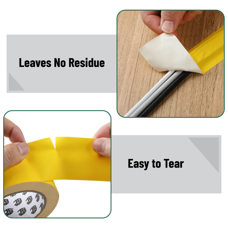 Bates- Yellow Gaffers Tape 2 Inch x 23 Yards, Yellow Gaffer Tape 2 inch, Polyethylene-Coated Cloth, Non-Reflective, No Residue 1