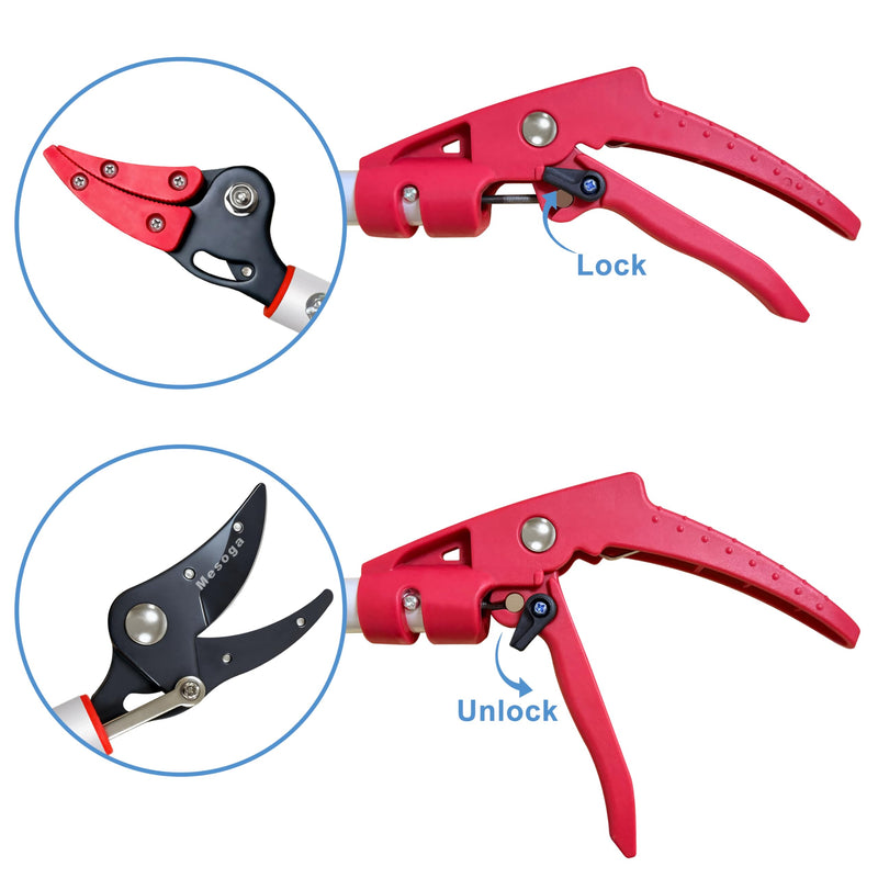 Tree Pruner, 4 FT Long Reach Pruner with SK5 Steel Blade, Aluminum Pole Tree Trimmer, Fruit Picking Tool, Cut and Hold, Bypass Pruner