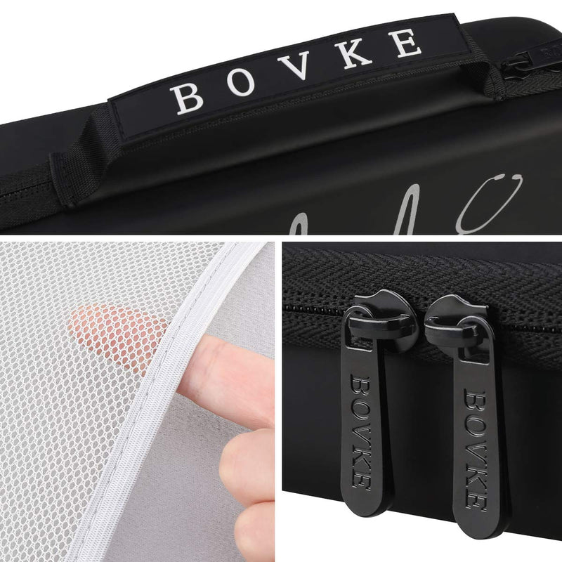 [Australia - AusPower] - BOVKE Stethoscope Case for 3M Littmann Classic III, Lightweight II S.E, MDF Acoustica Deluxe Stethoscopes - Extra Room for Medical Bandage Scissors EMT Trauma Shear and LED Penlights, Black Black_Pu Leather 