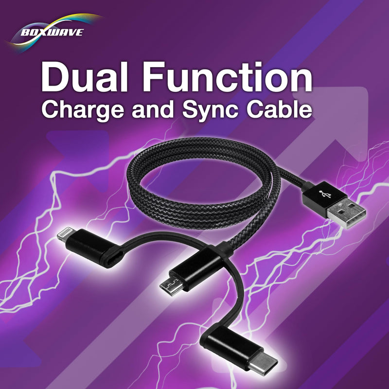 BoxWave Cable Compatible with Bumpboxx Retro Pager - AllCharge 3-in-1 Cable - Jet Black