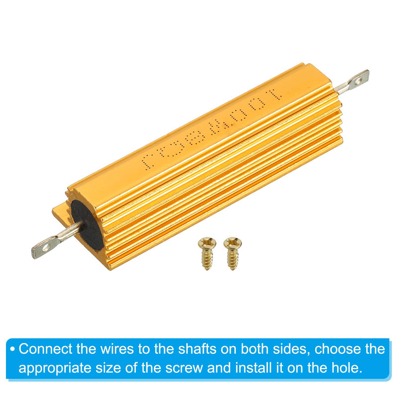 PATIKIL 100 W 8 Ohm Aluminum Housing Resistor with Screws Set of 4 Aluminum Housing Resistor Housing Case Wirewound Resistor Screw Connection Power Resistor Golden | Load resistor, 5% tolerance, power resistor, screw tap, wire resistor 8 ohms