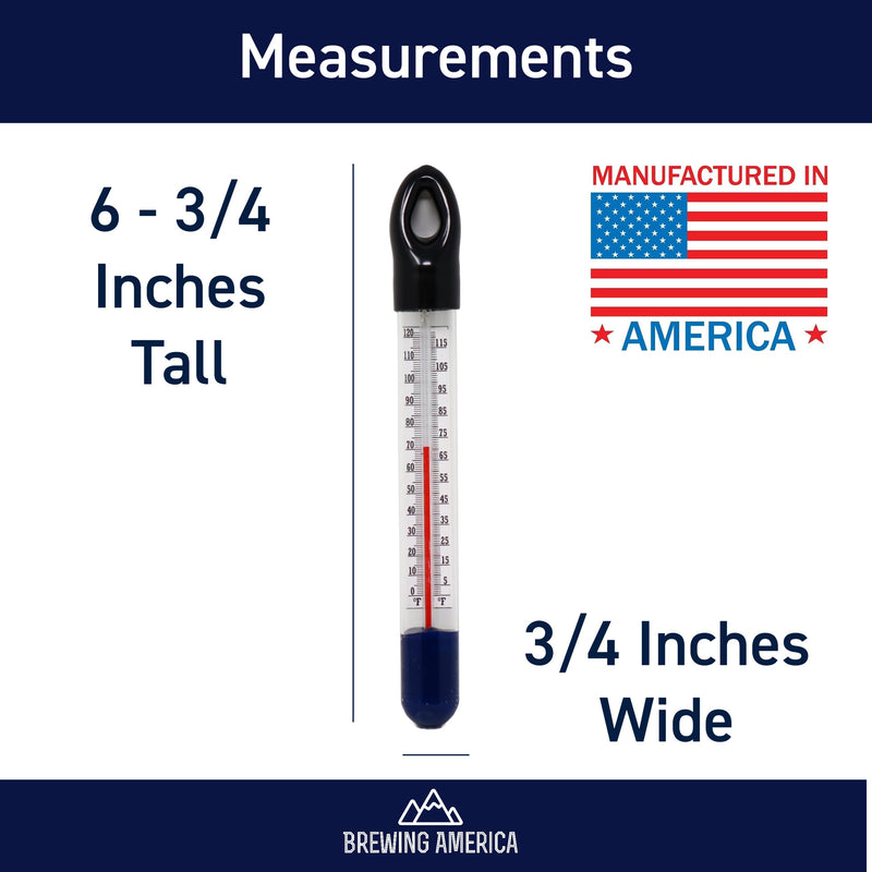 [Australia - AusPower] - Brewing America Glass Floating Thermometer Homebrew Beer Winemaking 0-122F USA-Made 