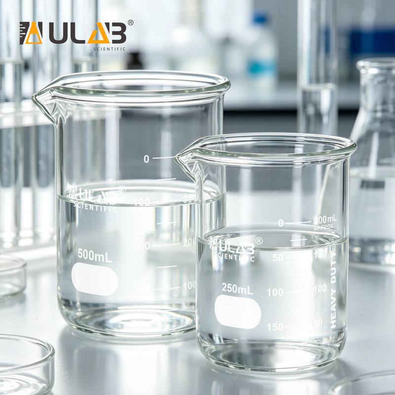 ULAB Scientific Glass Beakers, Vol. 1000ml, 3.3 Borosilicate Griffin Low Form with Printed Graduation, Pack of 2, UBG1017 Vol.1000ml,Pack of 2