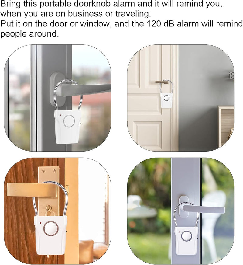 [Australia - AusPower] - Door Handle Alarm with Vibration Triggered 120dB Alarm Audible up to 550FT Away Hangs on Door Knob or Handle for Travelling, Hotel, Apartment, Home Security(Pack of 2) 