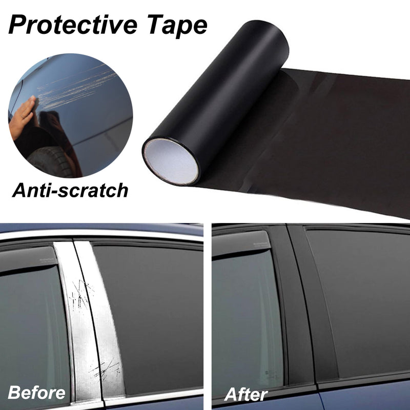 Lypumso Black Vinyl Wrap Tape Roll, Matte 4 Inch x 30ft and High Gloss 4 Inch x 30ft Self-Adhesive Black Out Chrome Delete Tape with Tool Kit