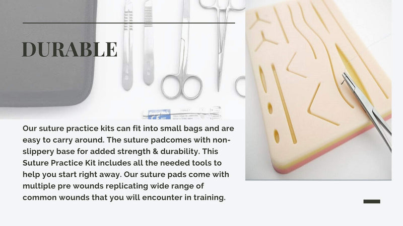 [Australia - AusPower] - Suture Practice Kit for Medical and Vet Students, Complete Real Skin Feel Open Surgical Complete Suture Training Set Silicone suturing pad Practice kit Model for Medical Student 