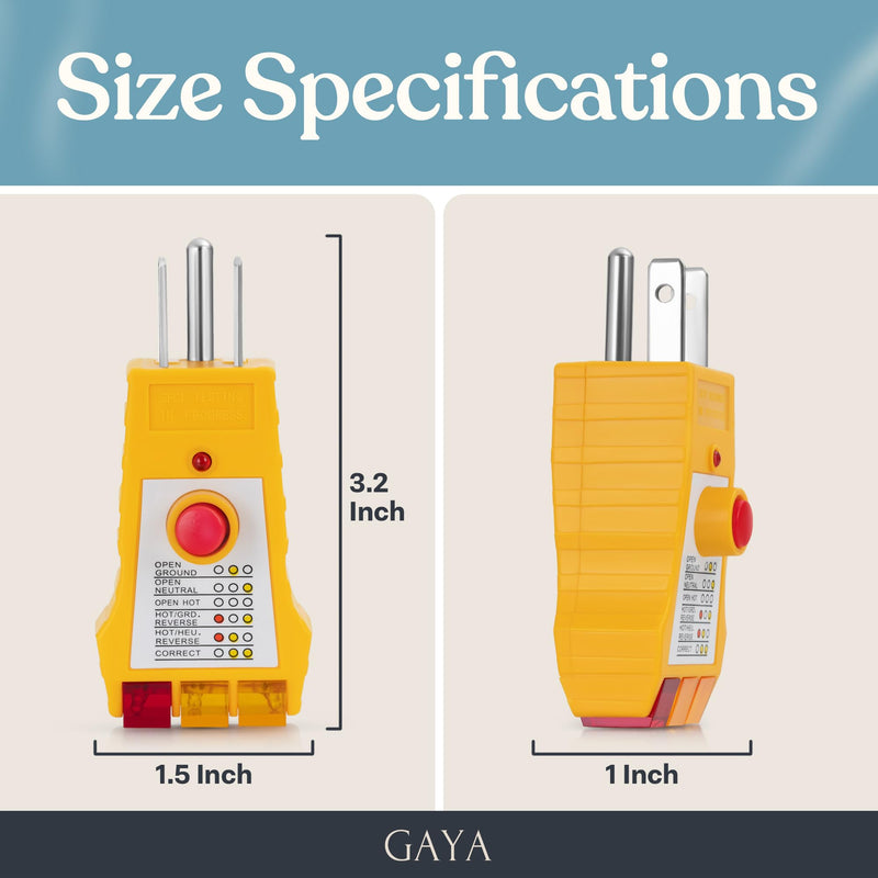 [Australia - AusPower] - GAYA Grounding Outlet Tester Earthing for Grounding Products, Electric Outlet Testing Plug in, GFCI Test, Receptacle and Plug Testers, Circuit, Ground, GFCI Outlet, Socket Power Check 