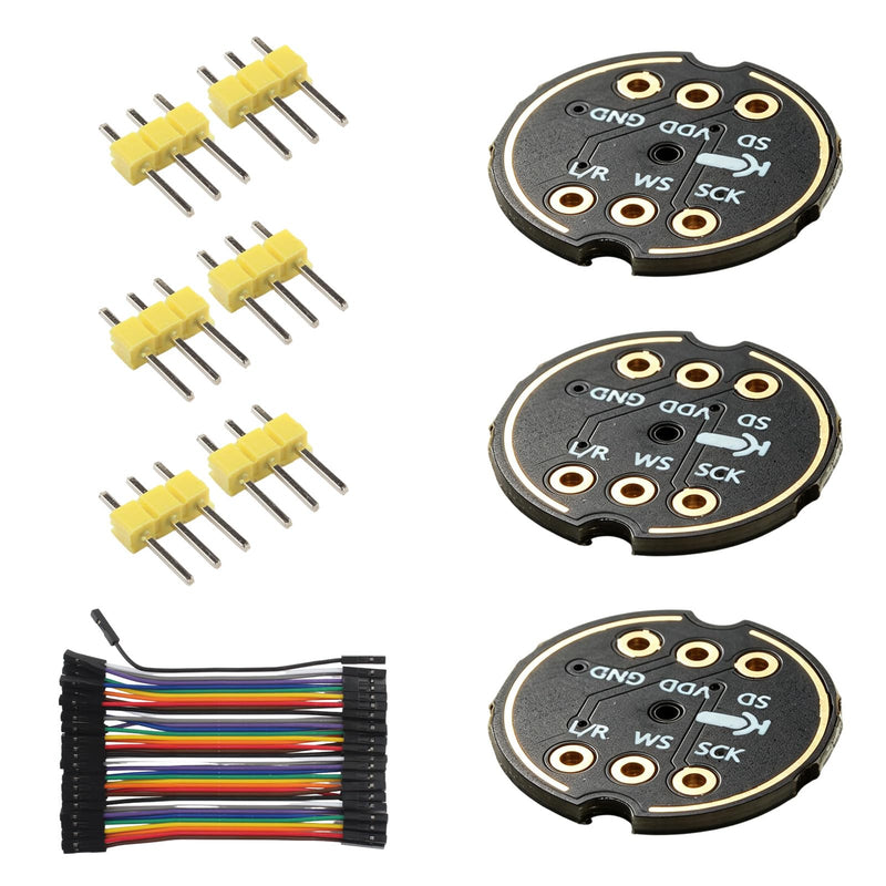 INMP441 Microphone Module, Pack of 3 INMP441 Omnidirectional Microphone | 24-bit I2S MEMS interface, digital output, high precision, compatible with ESP-32 Arduino, with 10 pin jumper cable