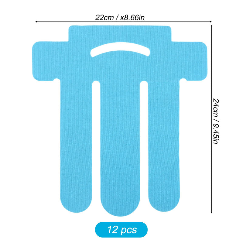 12pcs Kinesiology Tape for Shoulder, Precut Breathable Waterproof Kinesiology Tape for Knees Shoulder Sports Support Muscle Protection (Blue) Blue