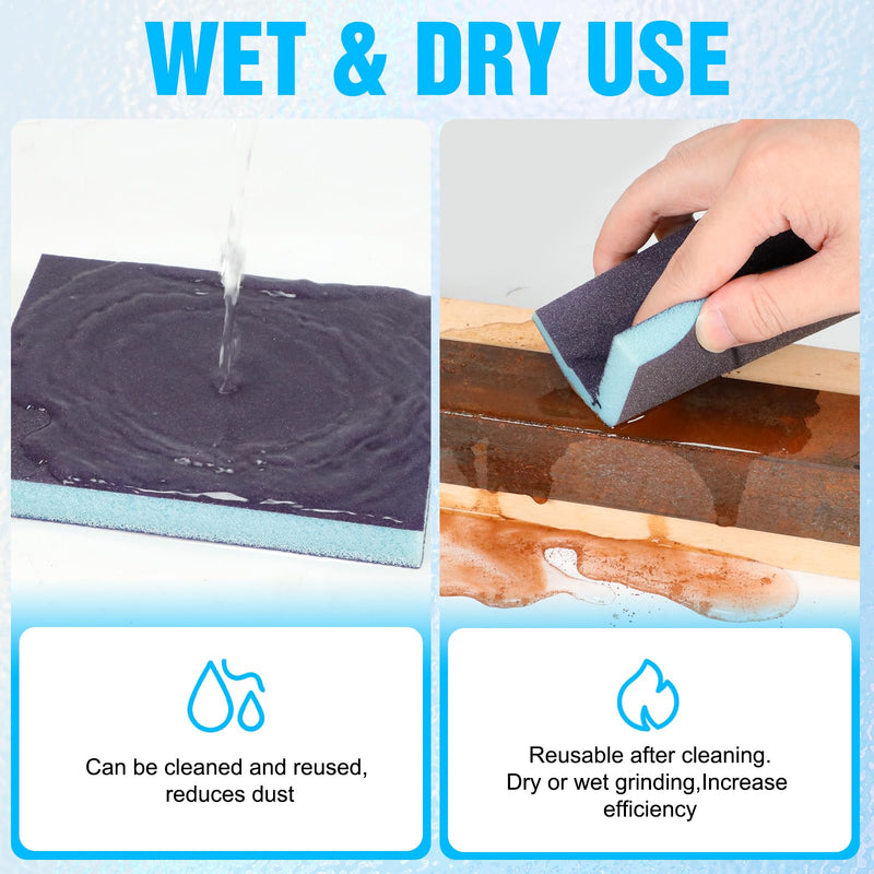 Pack of 12 Sanding Sponge Dry & Wet Sandpaper 60/80/120/220/320/400 Grit Coarse Fine Sandpaper Set Sandpaper for Wood, Metal, Wall, Paint, Car Paint MIX