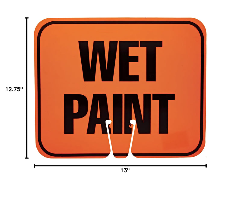 Cortina ABS Plastic Traffic Cone Sign, "WET PAINT" 03-550-WP, 12.75" Width x 10.375" Height, Black On Orange Wet Paint