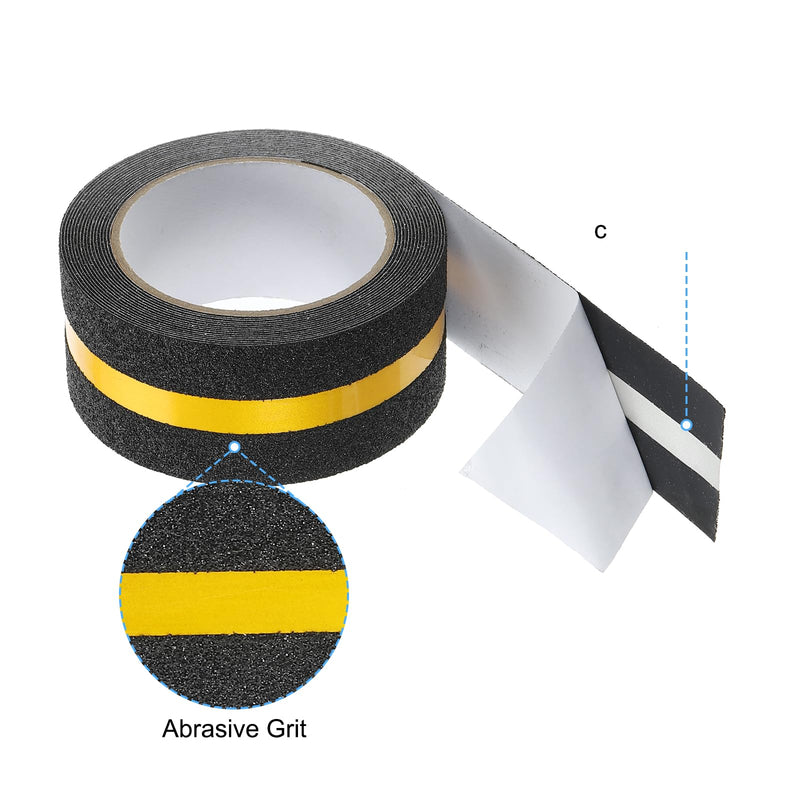 PATIKIL 2 Inch x 16.4 Ft Anti Slip Traction Tape with Reflective Strip, Non-Slip Grip Tape Non Skid Tread Safety Tape for Stairs Steps Deck, Black 1