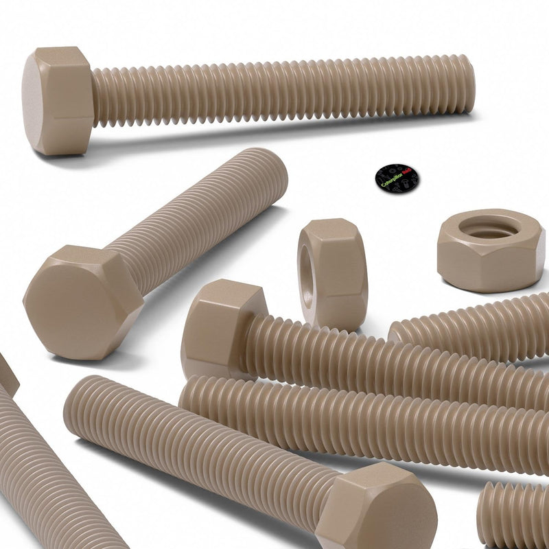[Australia - AusPower] - 5 x PEEK Hex Head Screw M10 x 65mm Nuts & Bolts - Peek Plastic nuts and bolts, anti corrosion, chemical resistant, high temperature resistance, (13/32 x 2 9/16 in) 
