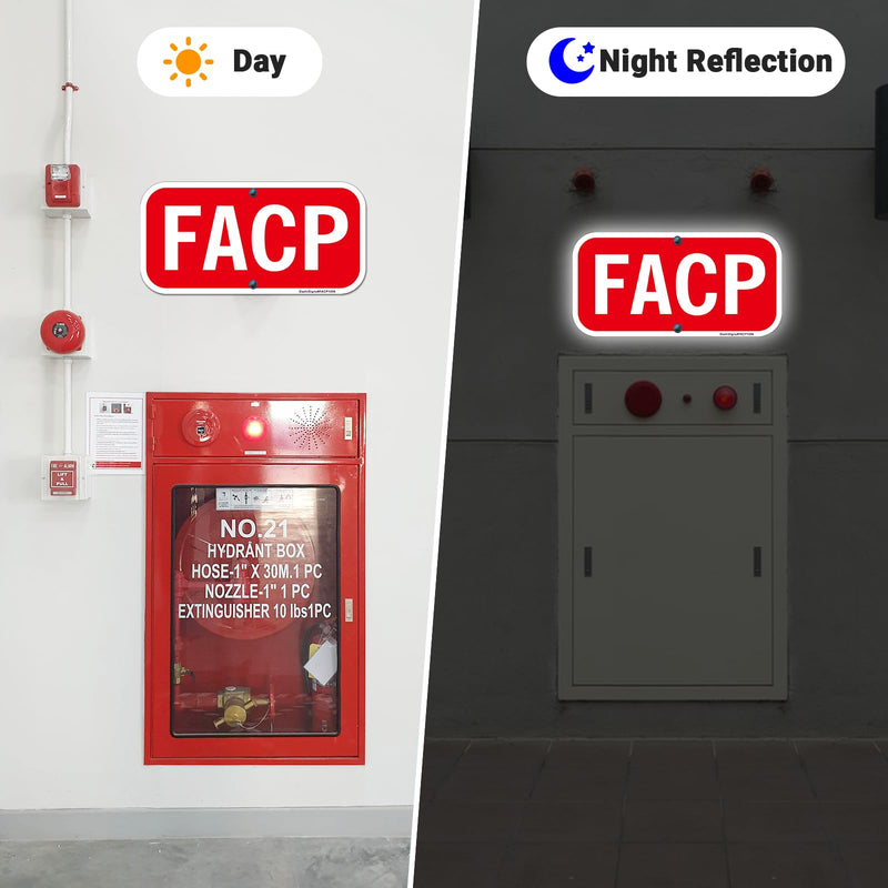 FACP Sign, Fire Alarm Control Panel Sign, 2Pack -12"x6" Rust Free Reflective Aluminum FACP Signs, Fade Resistant, UV Protected, Easy to Mount