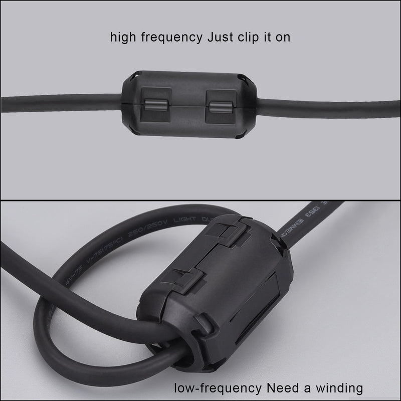 [Australia - AusPower] - Ferrite Ring Core Ferrite Beads Clip RFI EMI Noise Suppressor Anti-Interference Cable Clip for 3.5mm/ 5mm/ 7mm/ 9mm/ 13mm Diameter Cable, Black (20) 20 