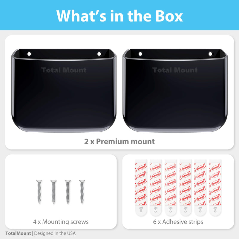 [Australia - AusPower] - TotalMount Hole-Free Remote Holders – Eliminate Need to Drill Holes in Your Wall (for 2 or 3 Remote Controls – Black – Quantity 2) 