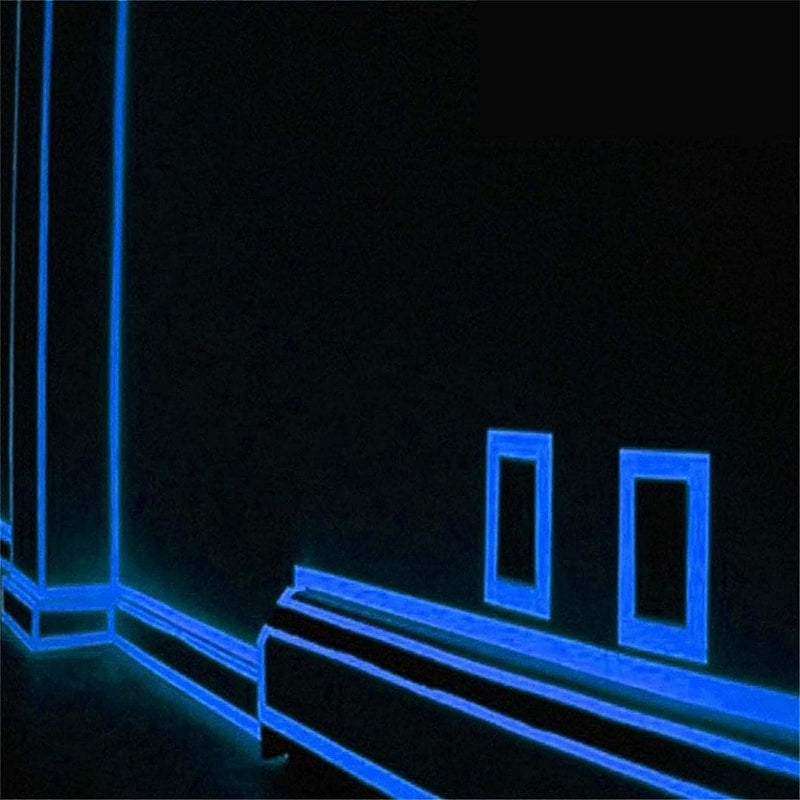 3Pcs Blue Glow in The Dark Tape,Safety Signs and Signals Glow in The Dark Tape,9.8 inch Fluorescent Spike Sticker, Self-Adhesive Luminous Tapes Safety Warning Tapes,Blue Tape