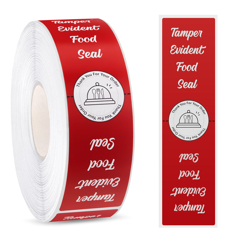 500 Pieces Tamper Evident Stickers for Food Delivery 1.5 x 6 Inches Red Tamper Seal Proof Tape Safe Labels Sealed for Freshness Drink Food Container Pizza Boxes (Red) 500