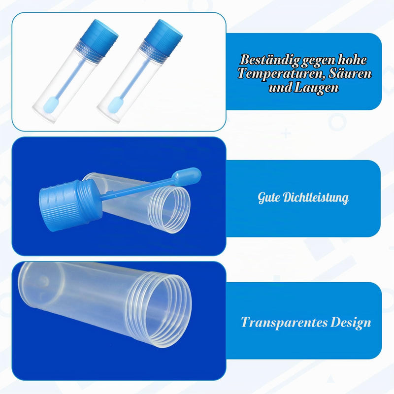 Pack of 20 Dog Fecal Sample Tubes | Sample tube, chair catcher for chair sample, chair sample tube with spoon, 15 ml faecal sample tube dog and cat, for pets