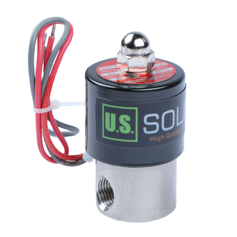 U.S. Solid 1/4" Stainless Steel Electric Solenoid Valve 24VAC N.C. VITON Water Air Fuel 0.25 Inch