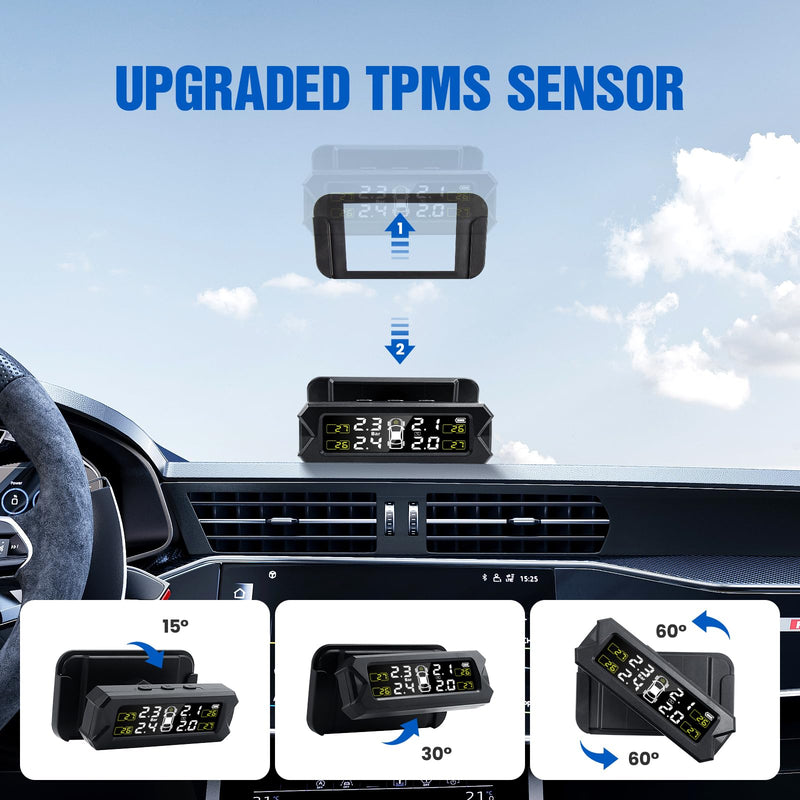 [Australia - AusPower] - TPMS Tire Pressure Monitoring System Solar Wireless TPMS Sensor Kit Angle Adjustable Solar Powered 14-87PSI Real Time Detect IP68 Waterproof for RV, Camper, Travel Trailer and Trailer 