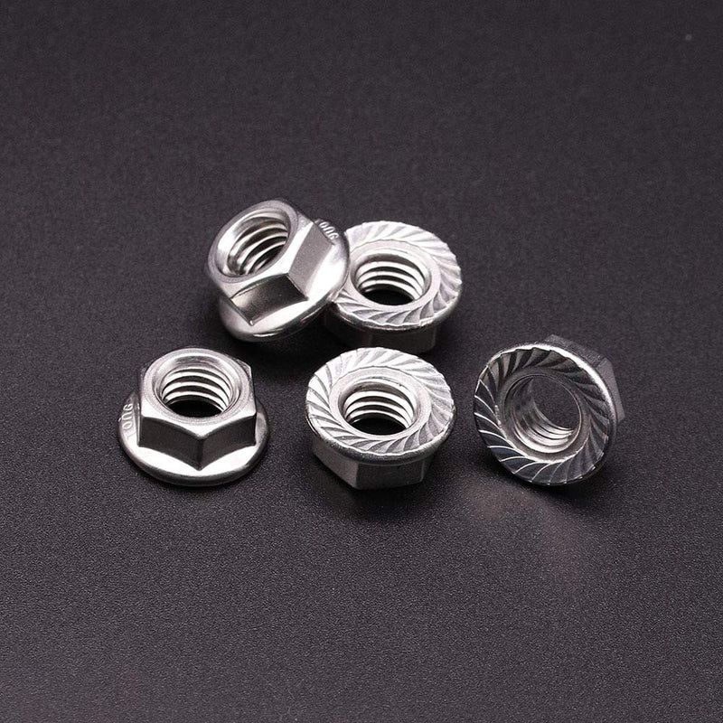 [Australia - AusPower] - 1/4-20 (50 Pack) Stainless Steel Serrated Flange Hex Nuts, US Standard Flange Hex Nuts, Stainless Steel 304 (18-8), UNC Coarse Thread 1/4"-20 50 