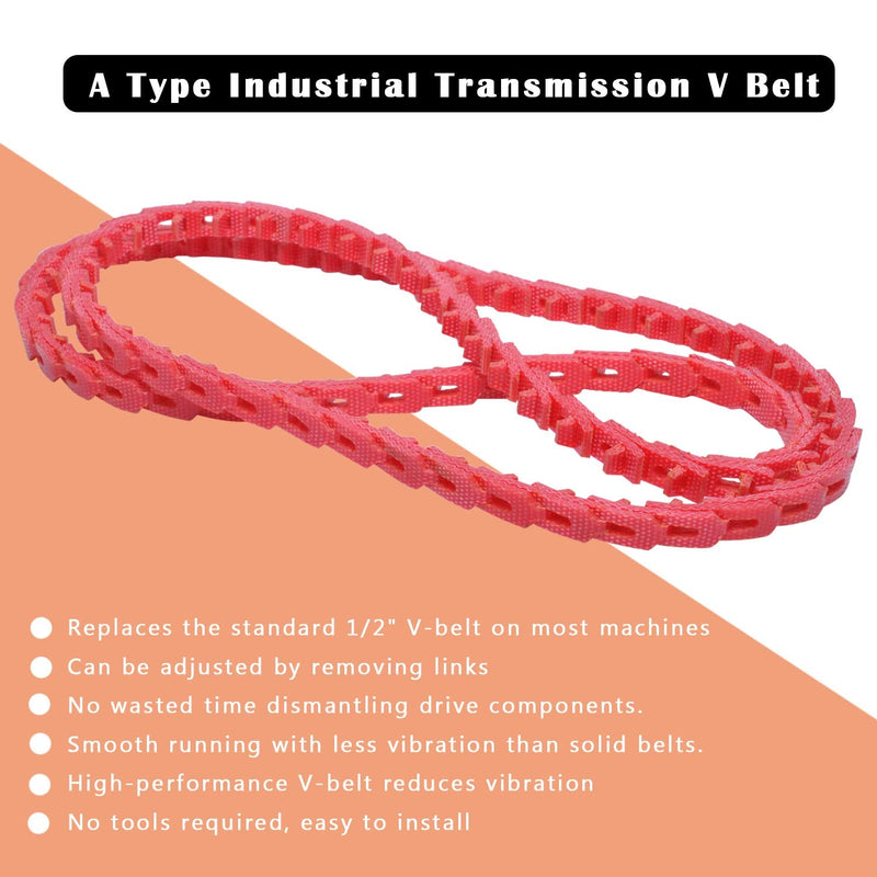 [Australia - AusPower] - 10FT Power Twist V-Belt 1/2-Inch x 10 Feet A Type, Adjustable Link V - Belt for Lathes, Drill Press, Table Saws and Other Woodworking Tools Red 