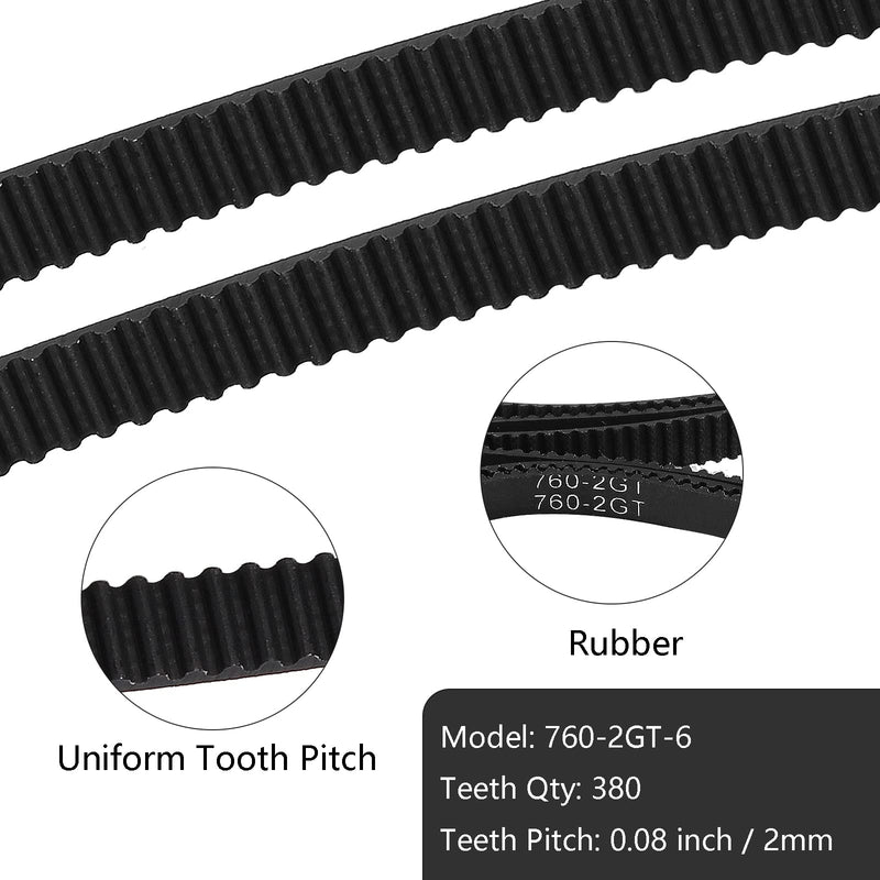 [Australia - AusPower] - GT2 Timing Belt 760mm Black Cogged Rubber Geared Belt 6mm Cog Drive Belt for 3D Printers (760-2GT-6) 
