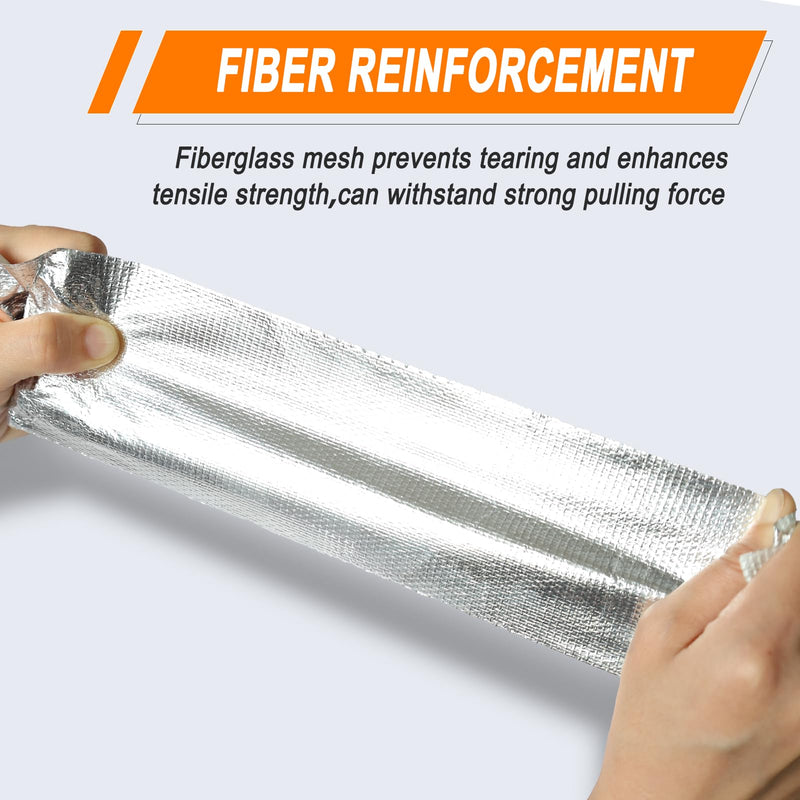 Adhesive Aluminum Foil Heat Shield Tape Barrier，Fiberglass Thermal Insulation Reflective Tape for High Temp Protection, Hose and Auto Use(Silver,3in X 66ft)