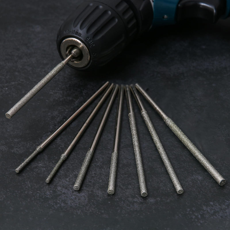 [Australia - AusPower] - Long Stone Carving Set Diamond Burr Bits Compatible with Dremel, 8PCS Polishing Kits Rotary Tools 100MM Length Cone Accessories with 1/8" Shank For Carving, Engraving, Grinding, Stone, Rocks, Jewelry Style 2 