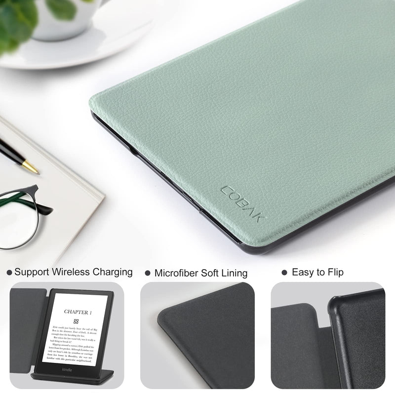 [Australia - AusPower] - CoBak Kindle Paperwhite Case - All New PU Leather Cover with Auto Sleep Wake Feature for Kindle Paperwhite 11th Generation 6.8" and Signature Edition 2021 Released ***A-sage green 
