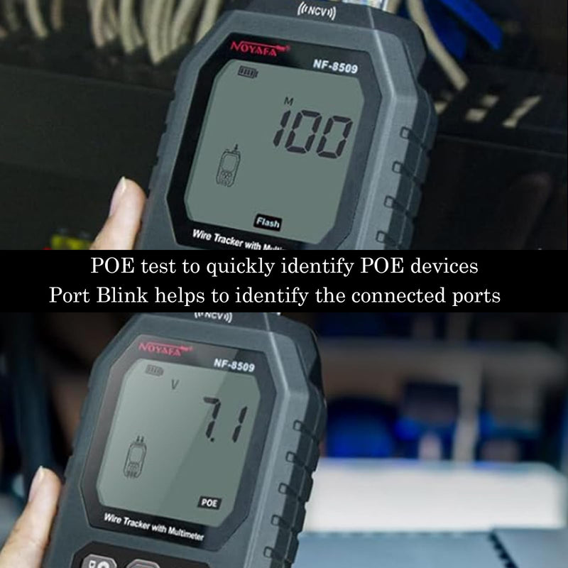 [Australia - AusPower] - Network Cable Tester with Multimeter Tester, NCV AC DC Voltmeter, POE Tester, TDR Network Tester, RJ45 CAT5 CAT6 Ethernet Cable Tester with Port Flashing 