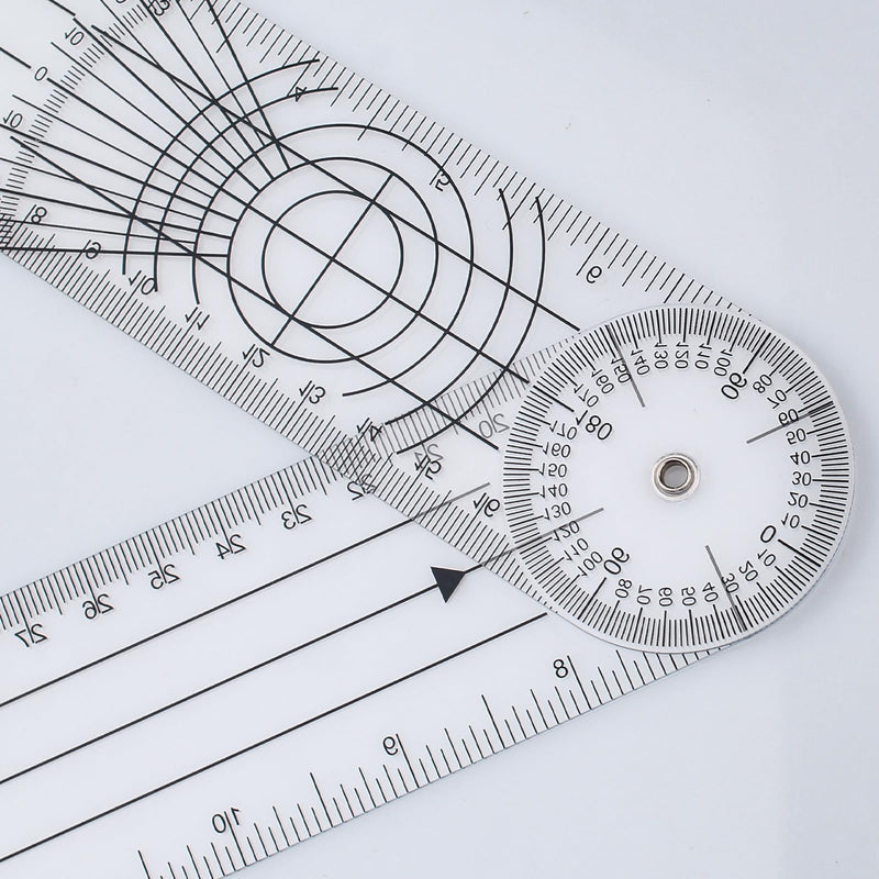 [Australia - AusPower] - PVC Goniometer Physiotherapy and Tape Measure for Body Measurements Small Tape Measure for Tailors 60 Inch 150 cm White Transparent 360° Rotation Protractor Physiotherapy Protractor Physiotherapy 