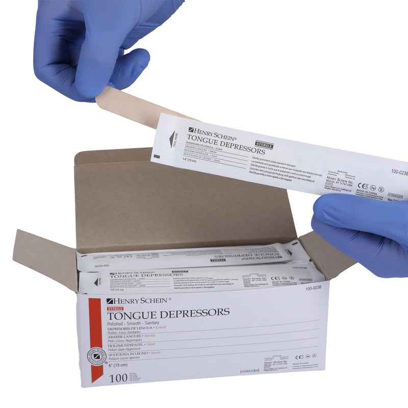 [Australia - AusPower] - Sterile Tongue Depressor, 6-Inch Adult Size - Disposable, Splinter- Free Wood - Versatile for Medical, Arts, and Crafts- 100/Box Pack of 1 