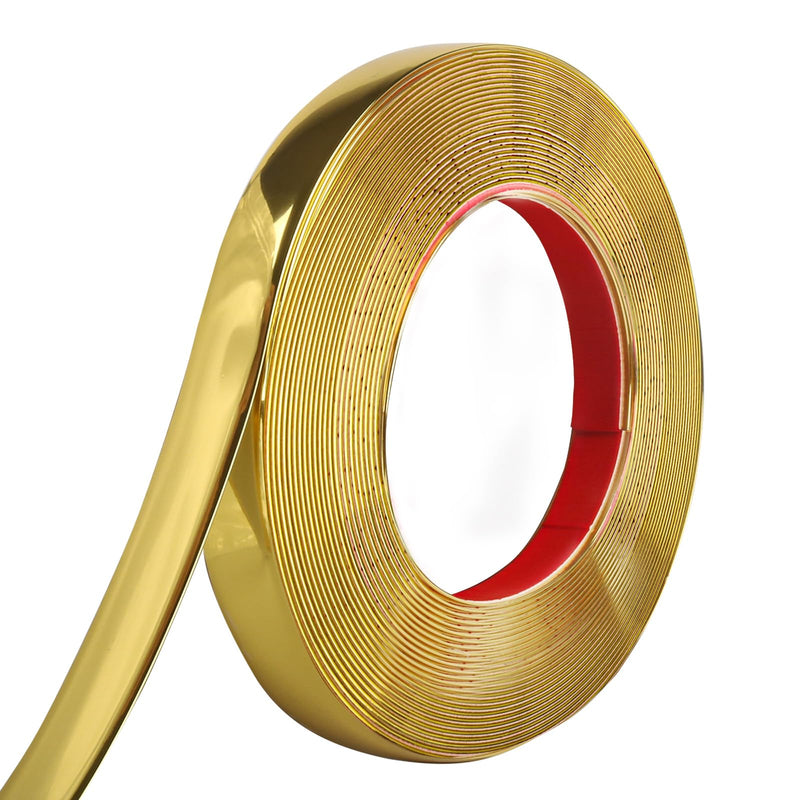 Peel and Stick Molding Trim Waterproof Mirror Tape Border Flexible Wall Trim Molding Self Adhesive for Home Decoration Wall Protection(9.8 Ft) 9.8 Ft Gold