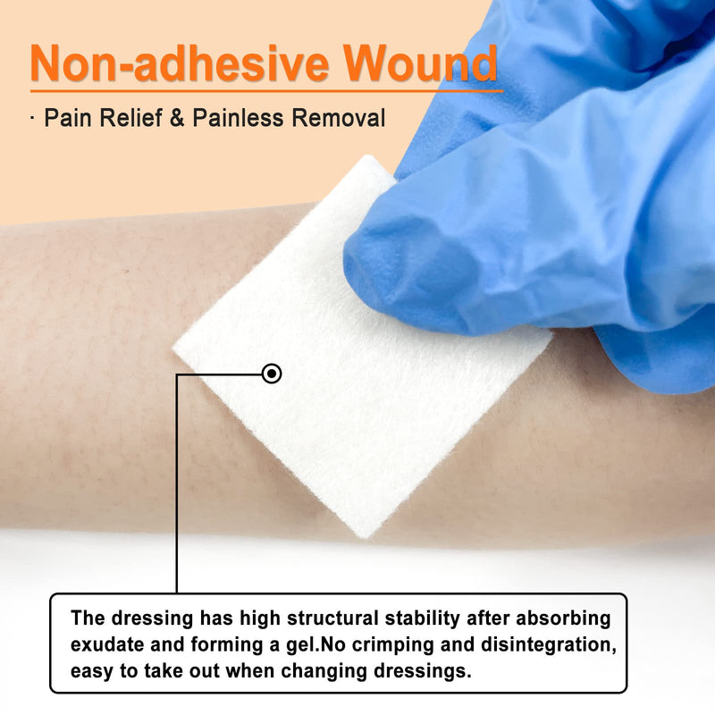 [Australia - AusPower] - Carbou Calcium Alginate Wound Dressing, 4'' x 4'' Patches,10 Individual Sterile Pads, Soft and Highly Absorbent Dressing Gauze, Non-Stick Padding 4x4 In (Pack of 10) 