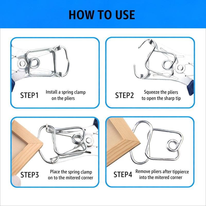 [Australia - AusPower] - Miter Spring Clamps for Woodworking, 22 Piece Professional Kit with Pliers, Steel and Plastic, Blue, Wood Trim and Molding Tools 
