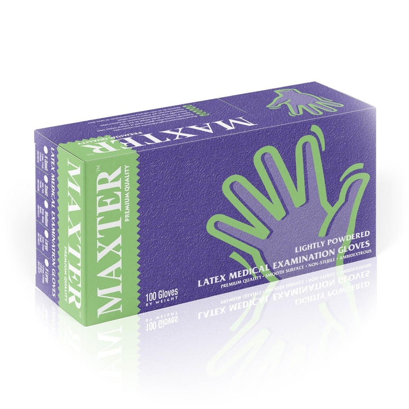 Maxter Disposable Latex Gloves Powdered White (Pack of 100) Large