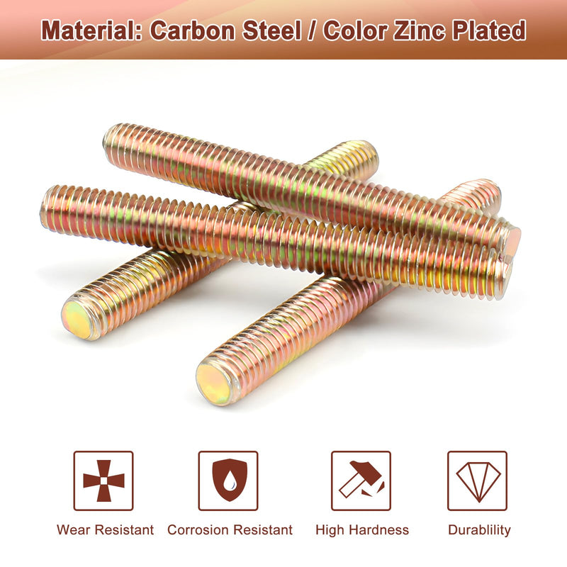 [Australia - AusPower] - 5/16" x 4" Fully All Threaded Rod Studs, 12pcs Carbon Steel Color Zinc Finished Right Hand Thread Screws for Furniture Garden Railing Mounting Assembly, Fastening Steel Frame Connections 5/16" x 4" 