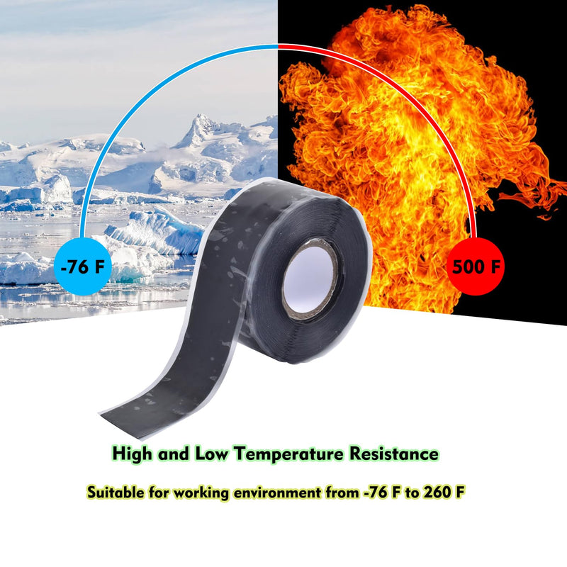 [Australia - AusPower] - Self Sealing Fusing Silicone Tape,1 in Wide 16.5 Feet Heavy Duty & Leak Proof Rubber Waterproof Hose Tape Pipe for Water Emergency Pipeline Repair Cable Winding Insulating Red Black 