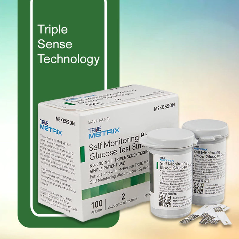 [Australia - AusPower] - McKesson 06-R3051-41 True Metrix Self Monitoring Blood Glucose Test Strip, Box of 100 
