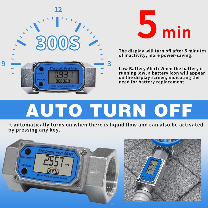 [Australia - AusPower] - 1.5 Inch Digital Turbine Fuel Flow Meter NPT Thread Flowmeter Electronic Water Flow Meter for Water Diesel Gas Oil Gasoline and Other Liquids Supports Gallon QTS PTS L m³ (Blue 1.5, 1.5IN) Blue 1.5 